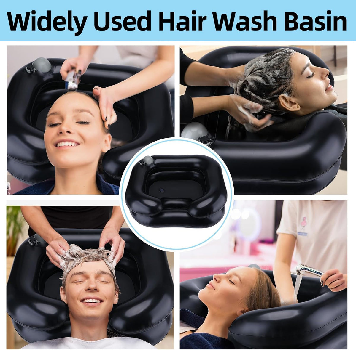 Portable Inflatable Hair Washing Basin with Manual Pressure Pump for Elderly & Caregivers
