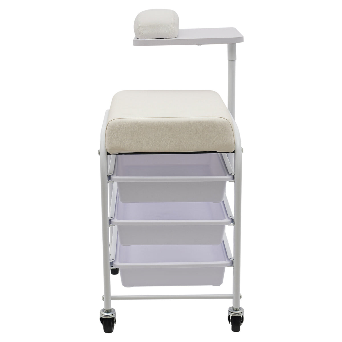 Mobile Nail Salon Cart with 3 Drawers and 4 Wheels for Beauty & Pedicure