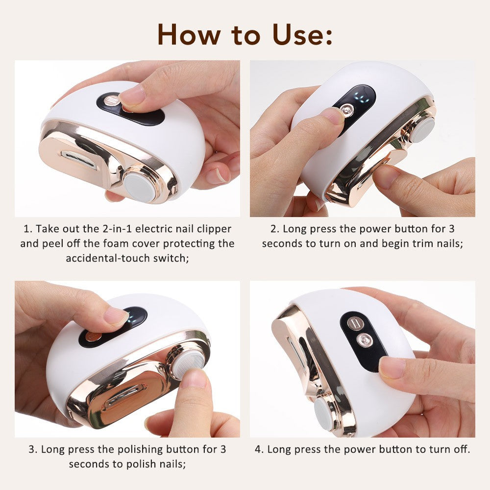 Electric Nail Clipper & Trimmer with LED Light - 3 Speed Settings