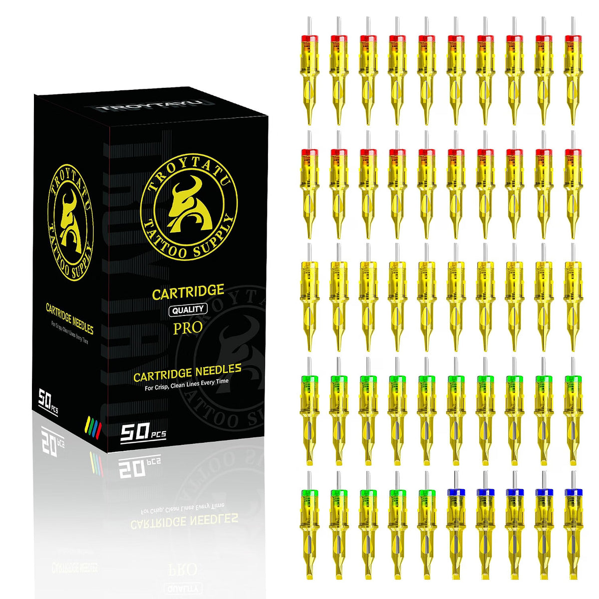 Tattoo Needles 50 Pack Mixed Cartridges #12 5RL 7RL 9RL 11RL Hollowyn