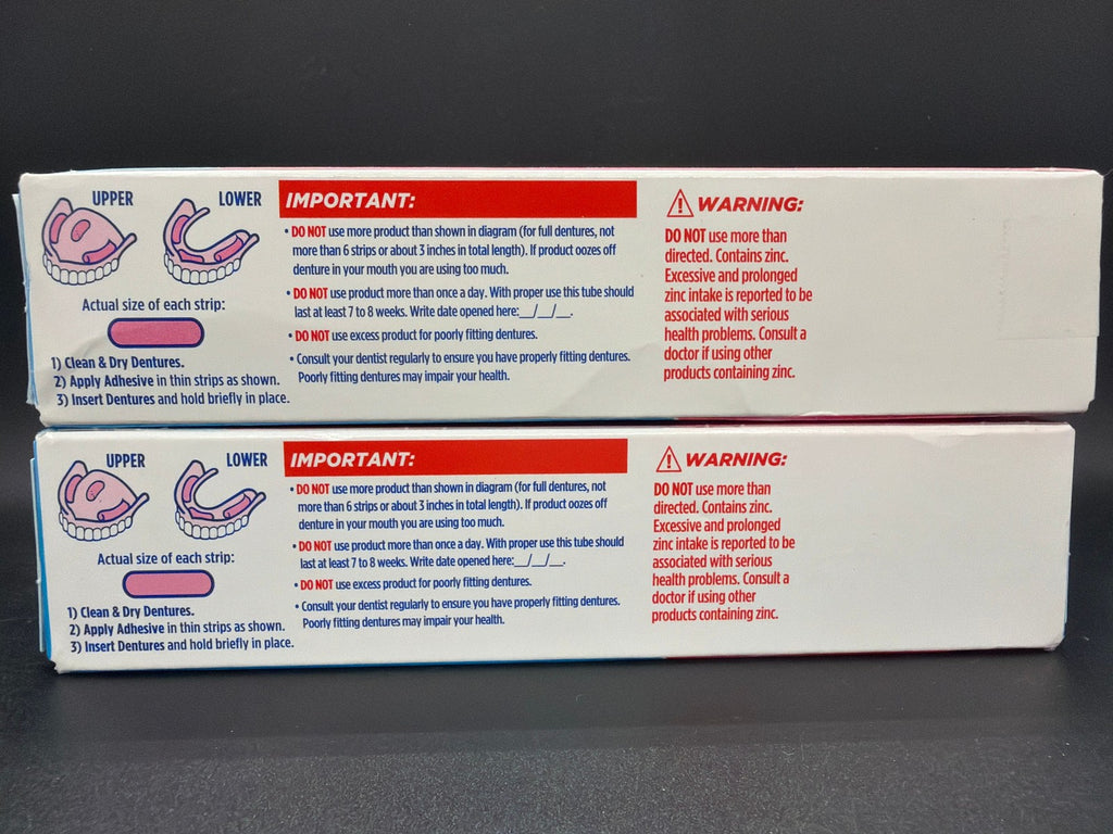 Denture Adhesive Cream 2.4 oz - Strong All-Day Hold for Full & Partial Dentures - Lot of 2