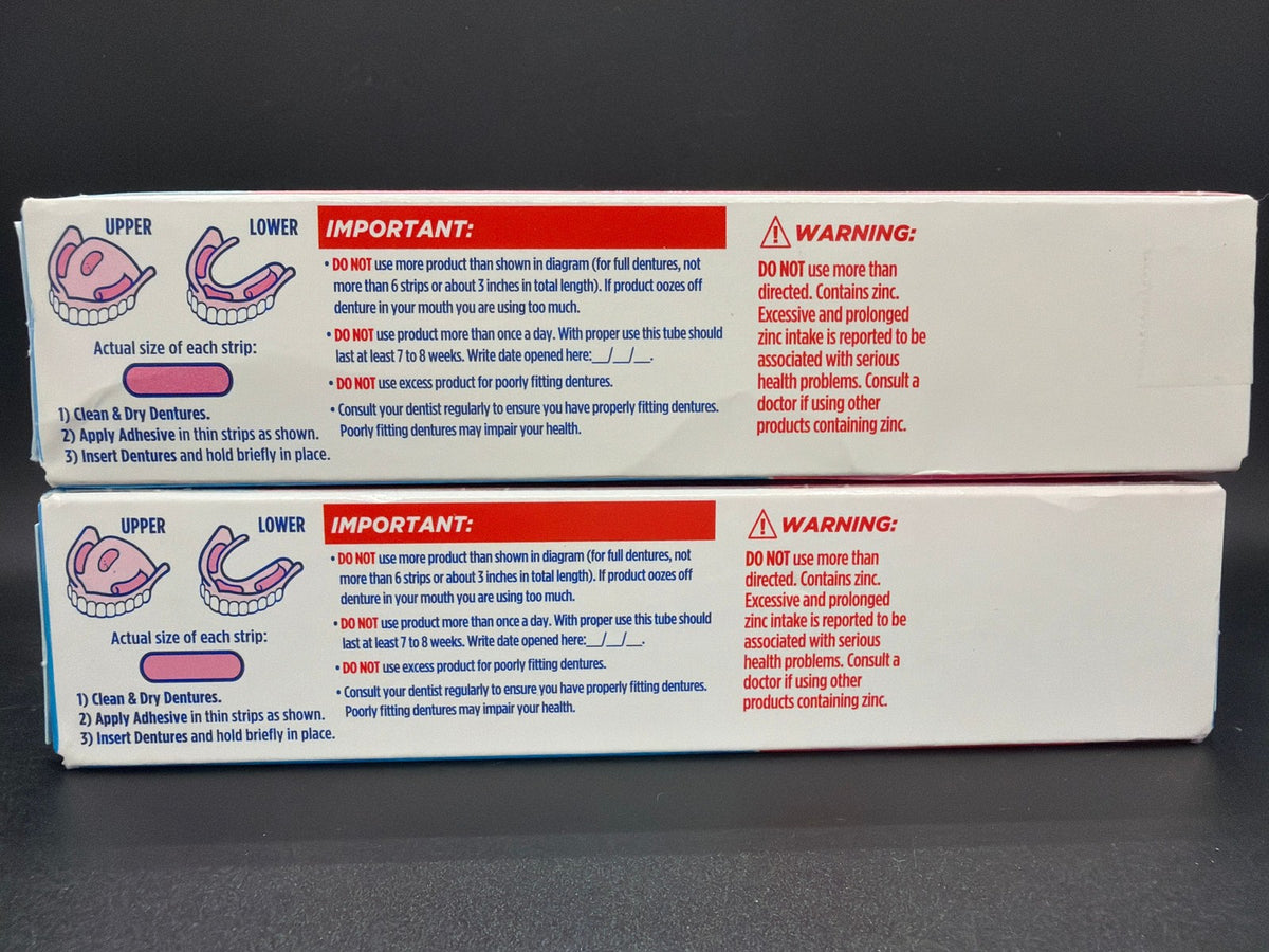 Denture Adhesive Cream 2.4 oz - Strong All-Day Hold for Full & Partial Dentures - Lot of 2
