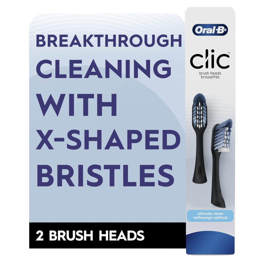 Oral-B Clic Toothbrush Replacement Heads - Pack of 2, Black