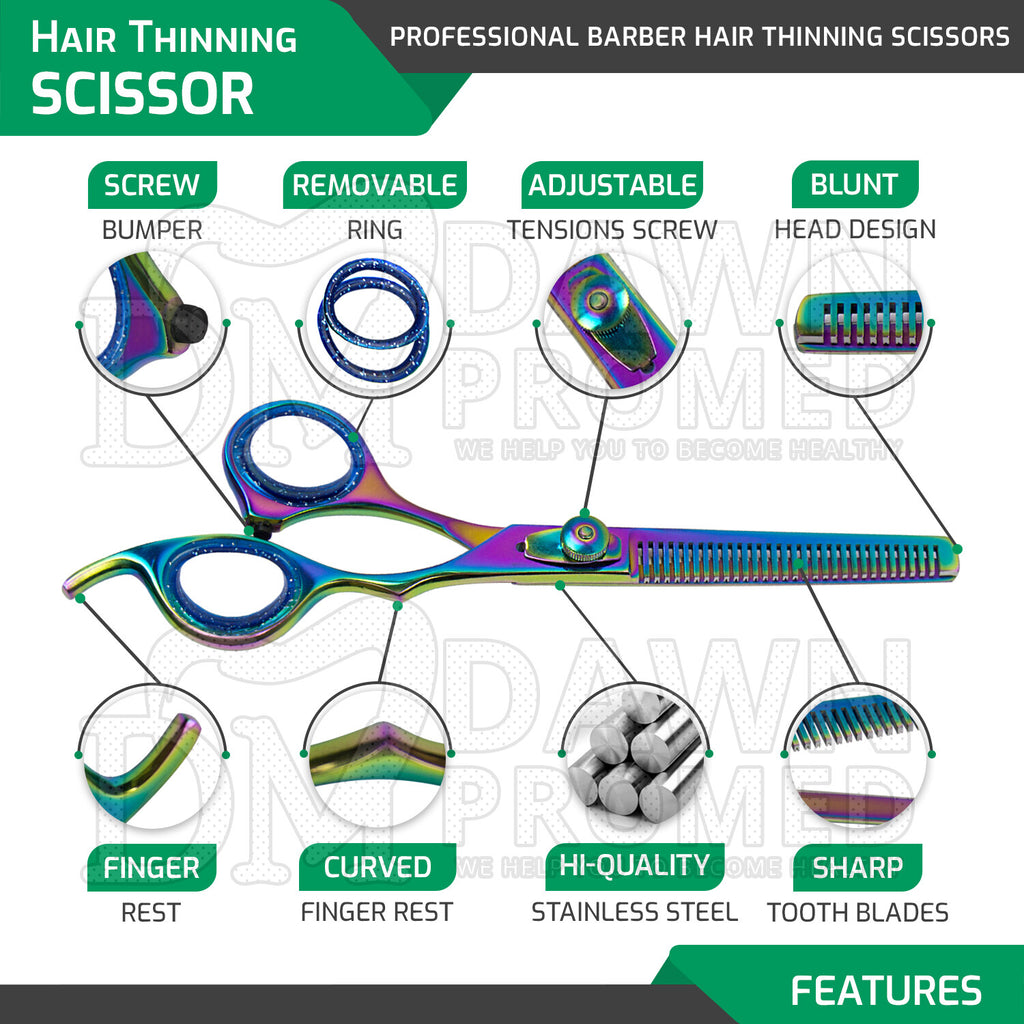 Professional Rainbow Hair Cutting & Thinning Scissors 6.5" - High-Precision Barber Shears
