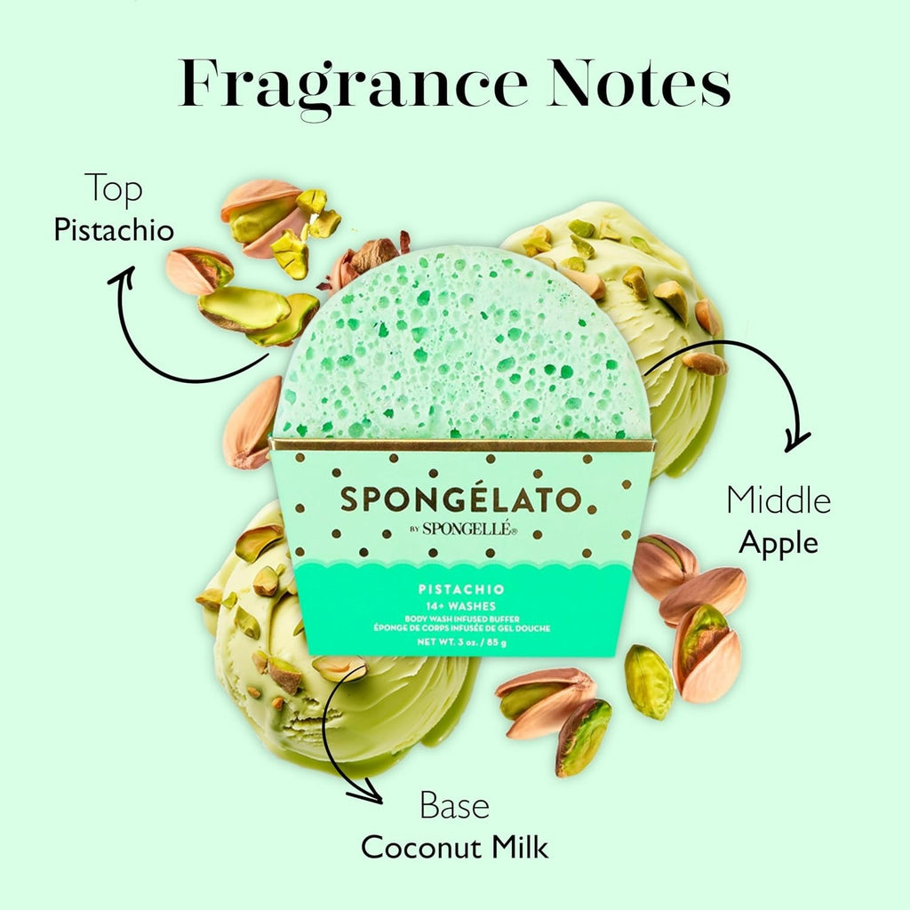Pistacchio Bath Sponge with Body Wash Scrubber for Women