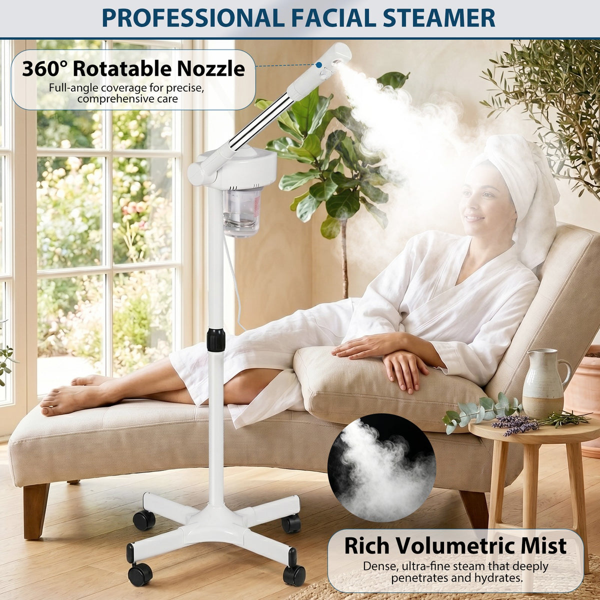 Professional Facial Steamer with Adjustable Swing Arm and Ozone UV Spa for Skin Care