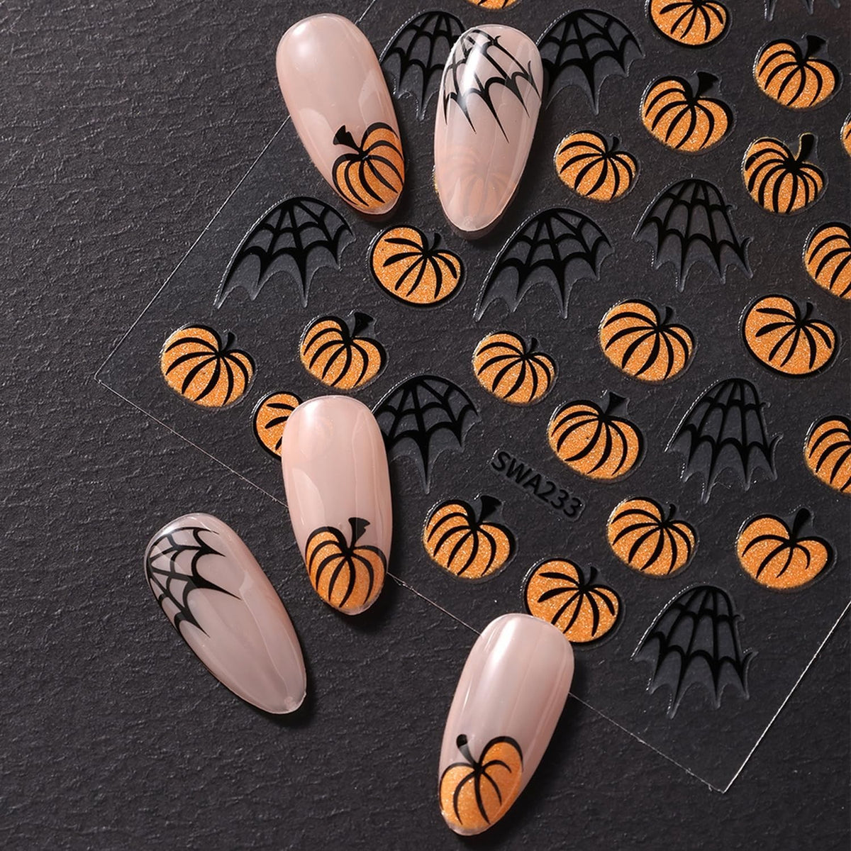 Halloween Nail Art Stickers Decals Pumpkin Spider Web 6 Sheets