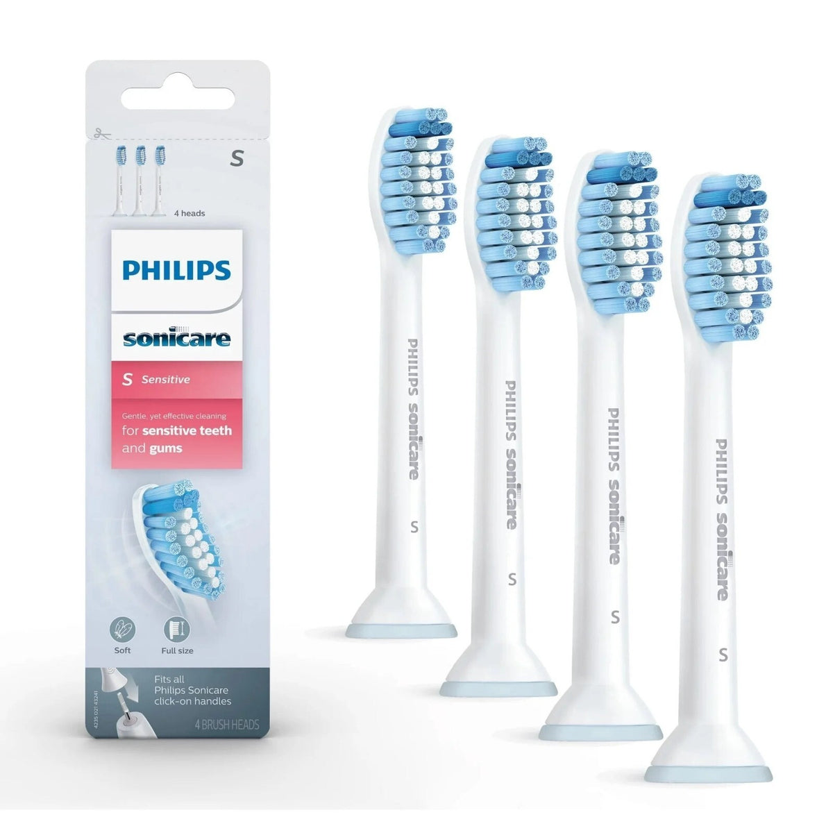 4 Pack Sensitive Replacement Toothbrush Heads for Philips Sonicare