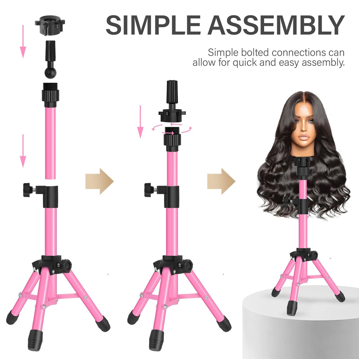 25 Inch Adjustable Wig Stand Tripod for Hairdressing Training & Display