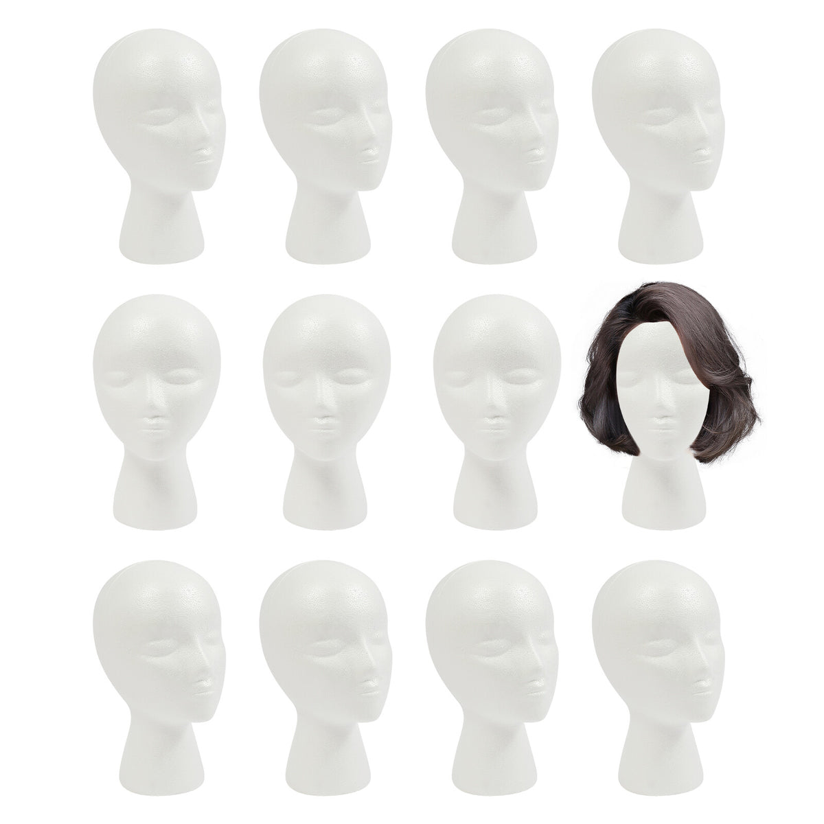 White 11.02-inch Female Mannequin Head for Wig Display and Styling - Set of 12