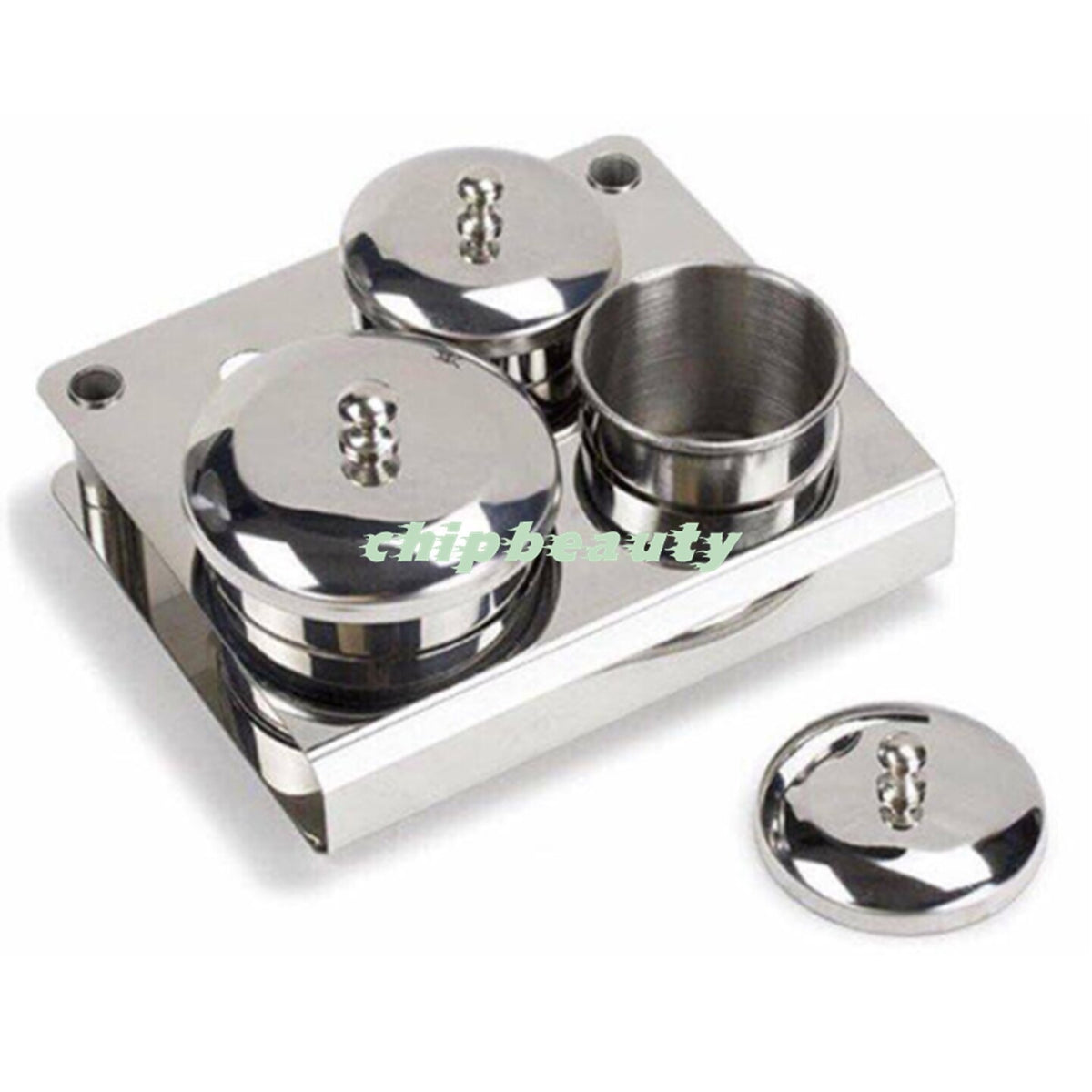 Stainless Steel Nail Liquid Jar Set with Lids and Tray Organizer for Acrylic Nails