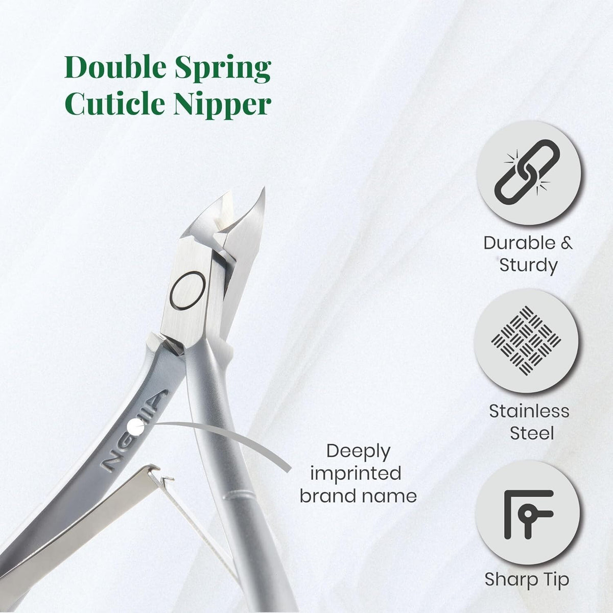 Stainless Steel Cuticle Nippers Double Spring Nail Tool D-03 12 Jaw