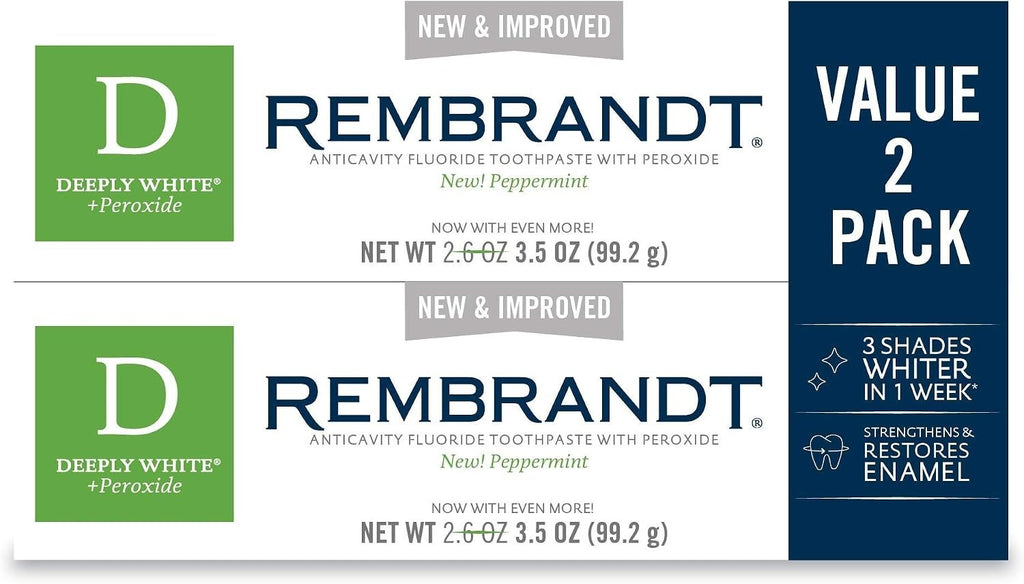 Rembrandt Deeply White Plus Peroxide Whitening Toothpaste 3.5 Oz - Peppermint Flavor