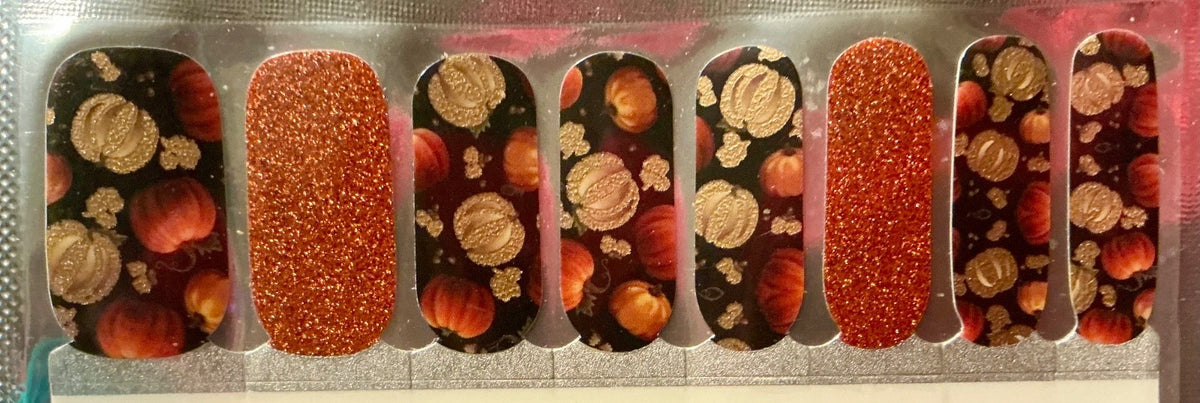 Color Nail Polish Strips 16 Count Spiced Pumpkin Nail Art Wraps