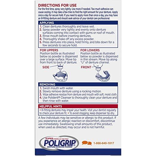Denture Adhesive Powder Extra Strength 12H Hold - 1.6 Oz