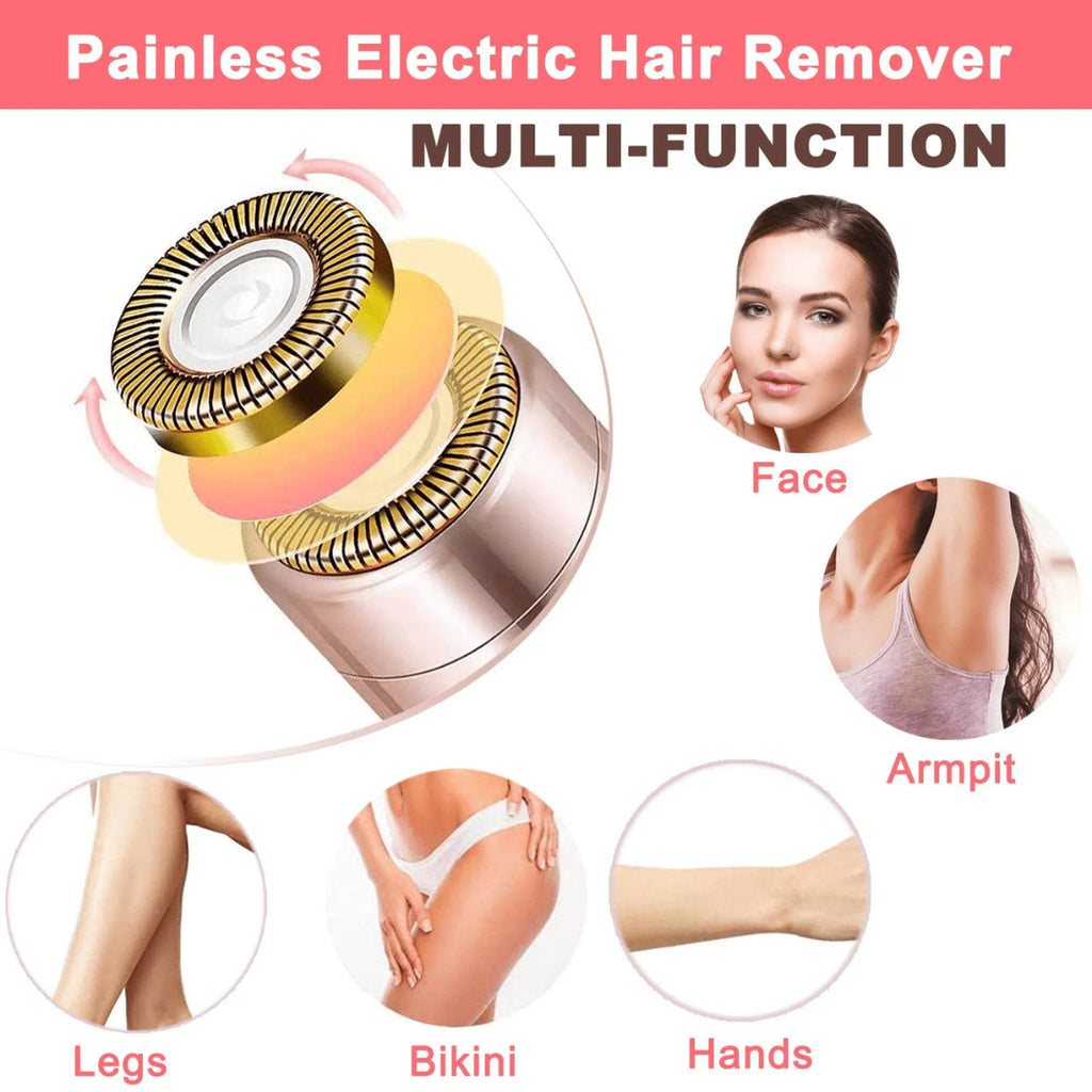 Portable Electric Facial Hair Remover for Women - Painless Eyebrow & Nose Trimmer