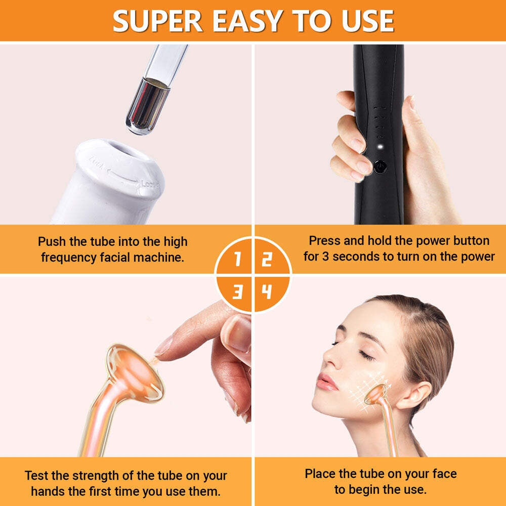 High Frequency Facial Wand for Skin Tightening & Acne Treatment - Portable Handheld Device