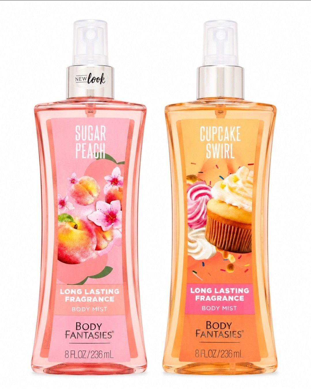 Body Fantasies Sugar Peach & Cupcake Swirl Body Mist Set - 8 oz Each