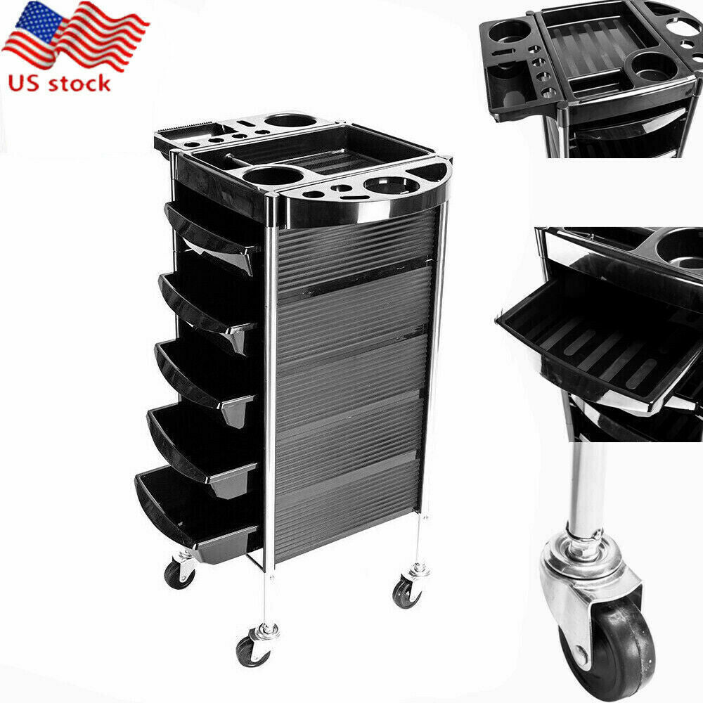 5-Tier Hairdresser Salon Storage Trolley Cart with Wheels