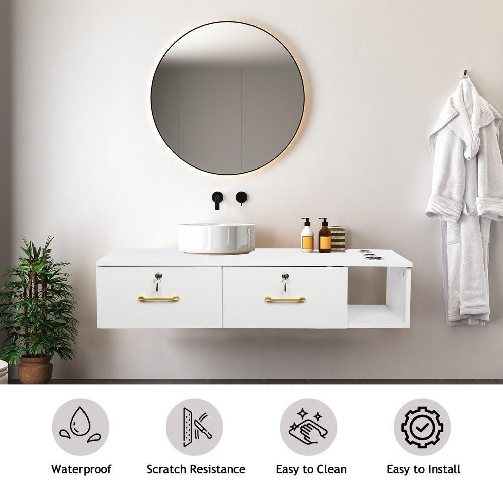 Wall Mount Hair Styling Station with Locking Drawers Salon Cabinet Organizer