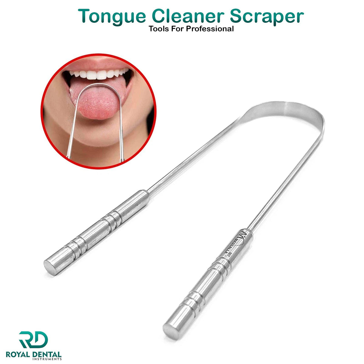 Stainless Steel Tongue Scraper for Oral Hygiene - Reusable & Autoclavable