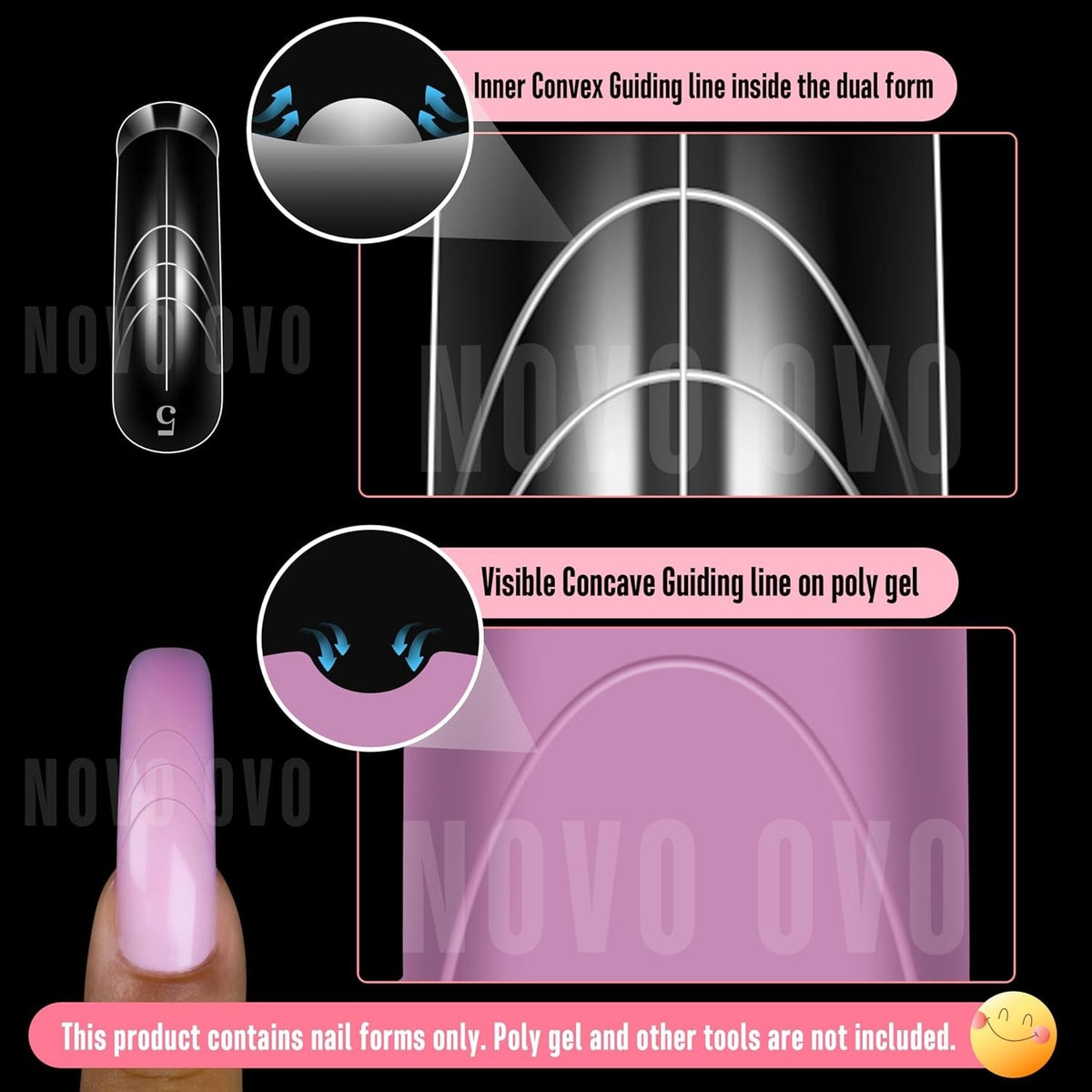 13-Pack Curved Square Nail Dual Forms for Poly Gel Extensions - French & Custom Shapes