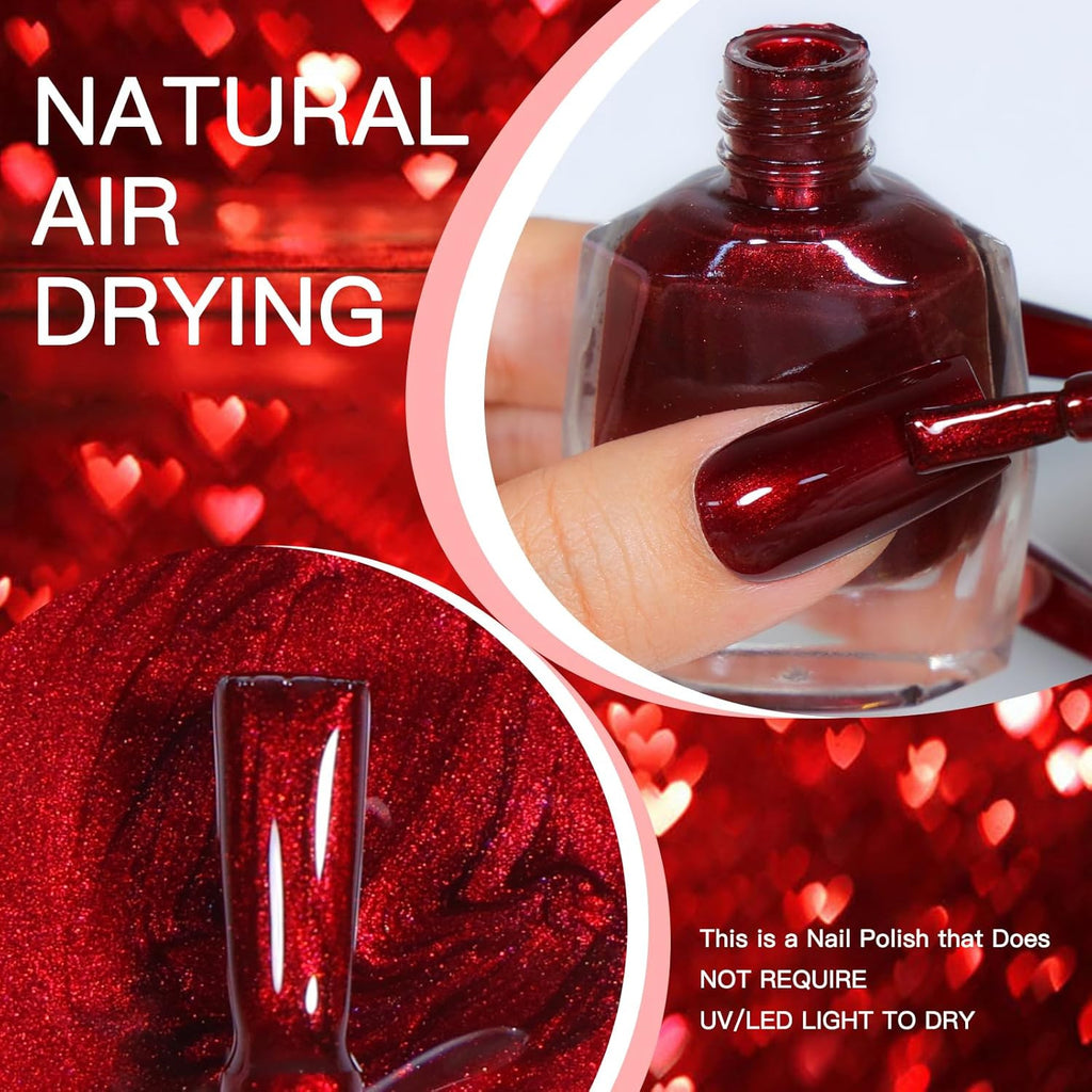 12ml Burgundy Nail Polish - Quick Dry Lustrous Ultra Chrome Finish