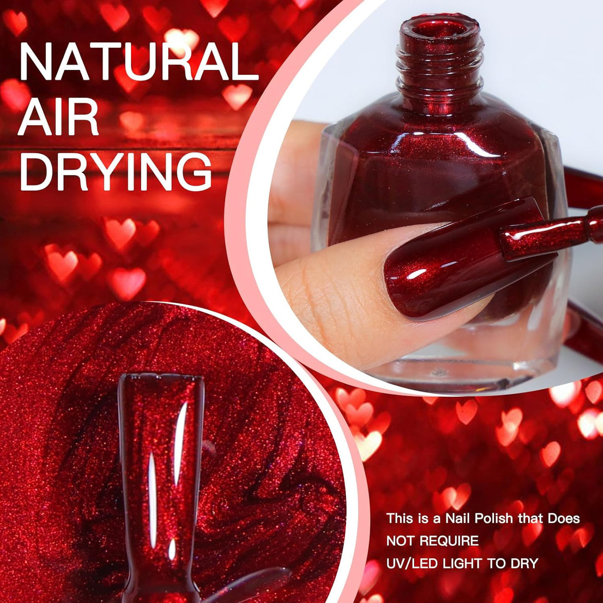12ml Burgundy Nail Polish - Quick Dry Lustrous Ultra Chrome Finish