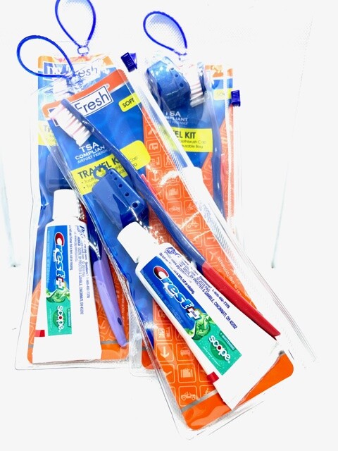 Travel Toothpaste and Toothbrush Set - 3 Pack with Cover & Mini Tube