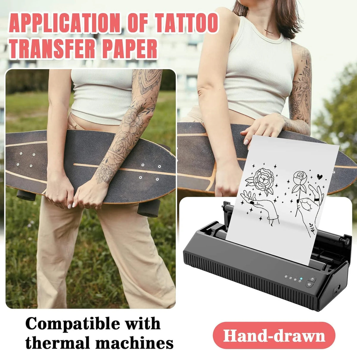 Tattoo Transfer Paper - 20 Sheets Stencil Paper for Thermal Printer