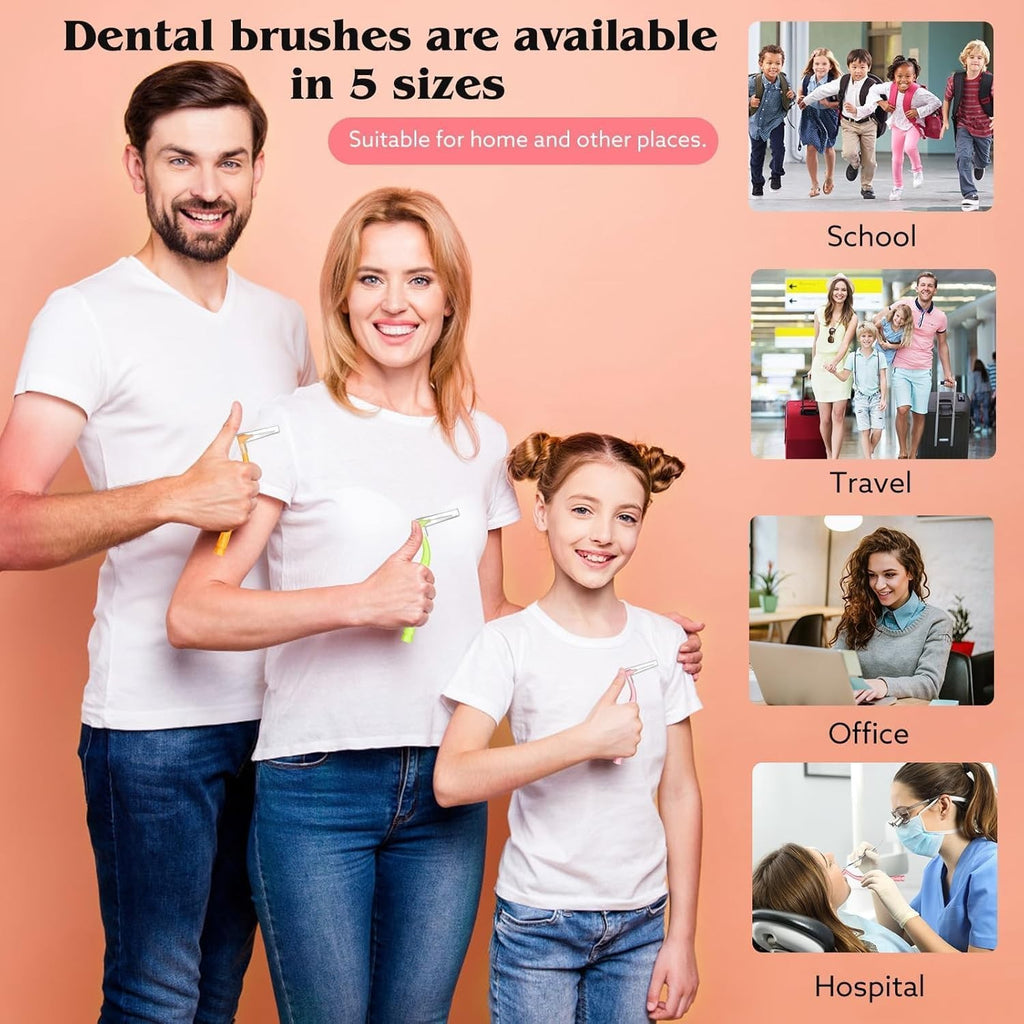 Dental Interdental Brush Set with 5 Sizes Non-Slip Handles for Effective Cleaning