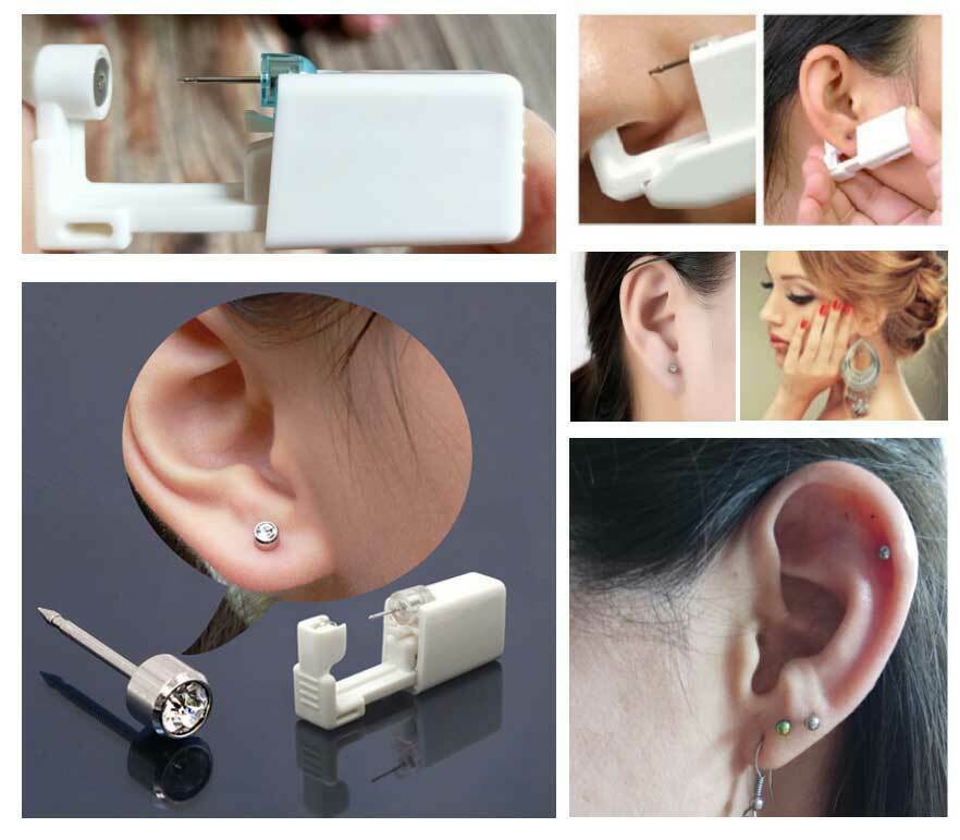 Disposable Nose Piercing Kit with Silver Stud Earring Gun – One-Time Use