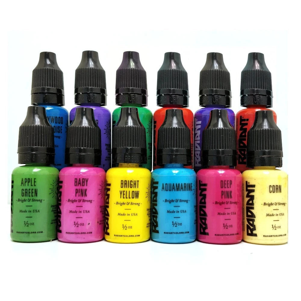 Tattoo Ink Set 12 Color Sweet & Wild – Radiant Colors 1/2 oz Each