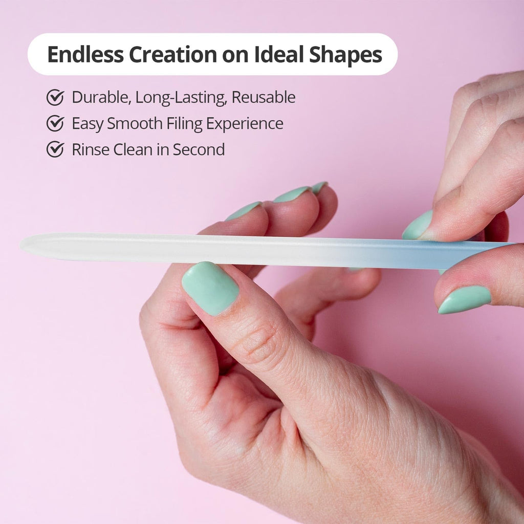3 Pack Crystal Glass Nail Files with Case - Double Sided Nano Nail Filer