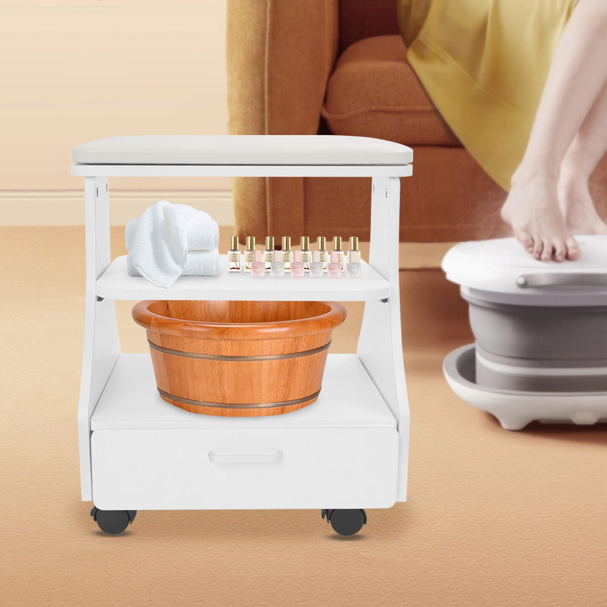 Manicure Pedicure Trolley Cart for Nail Salon, Mobile Salon Storage Organizer
