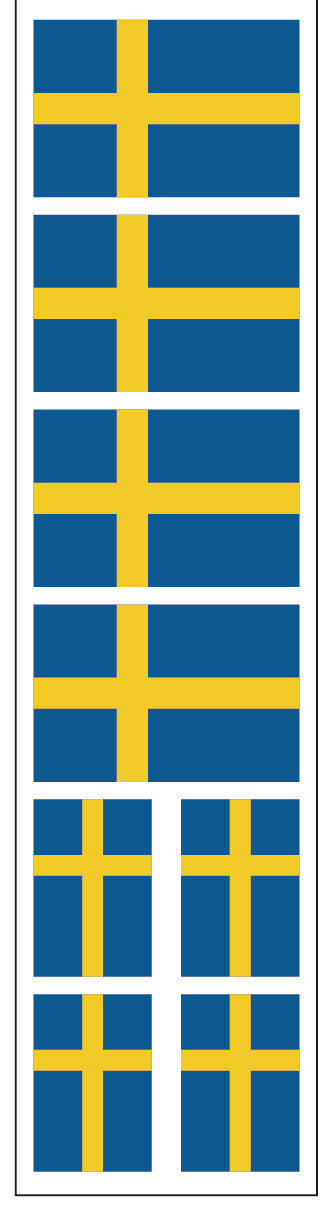 Swedish Flag Temporary Tattoos — 40 Pcs, 8 Flags per Sheet, Water-Apply