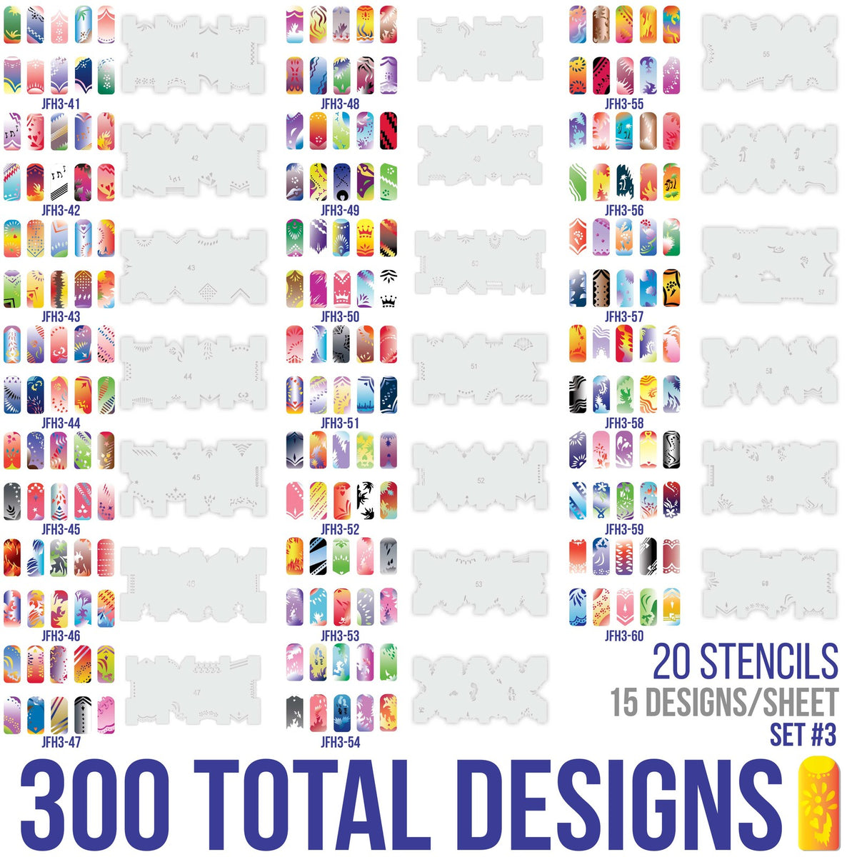 Airbrush Nail Art Stencil Set with 240 Designs - Reusable Templates for Nail Decoration