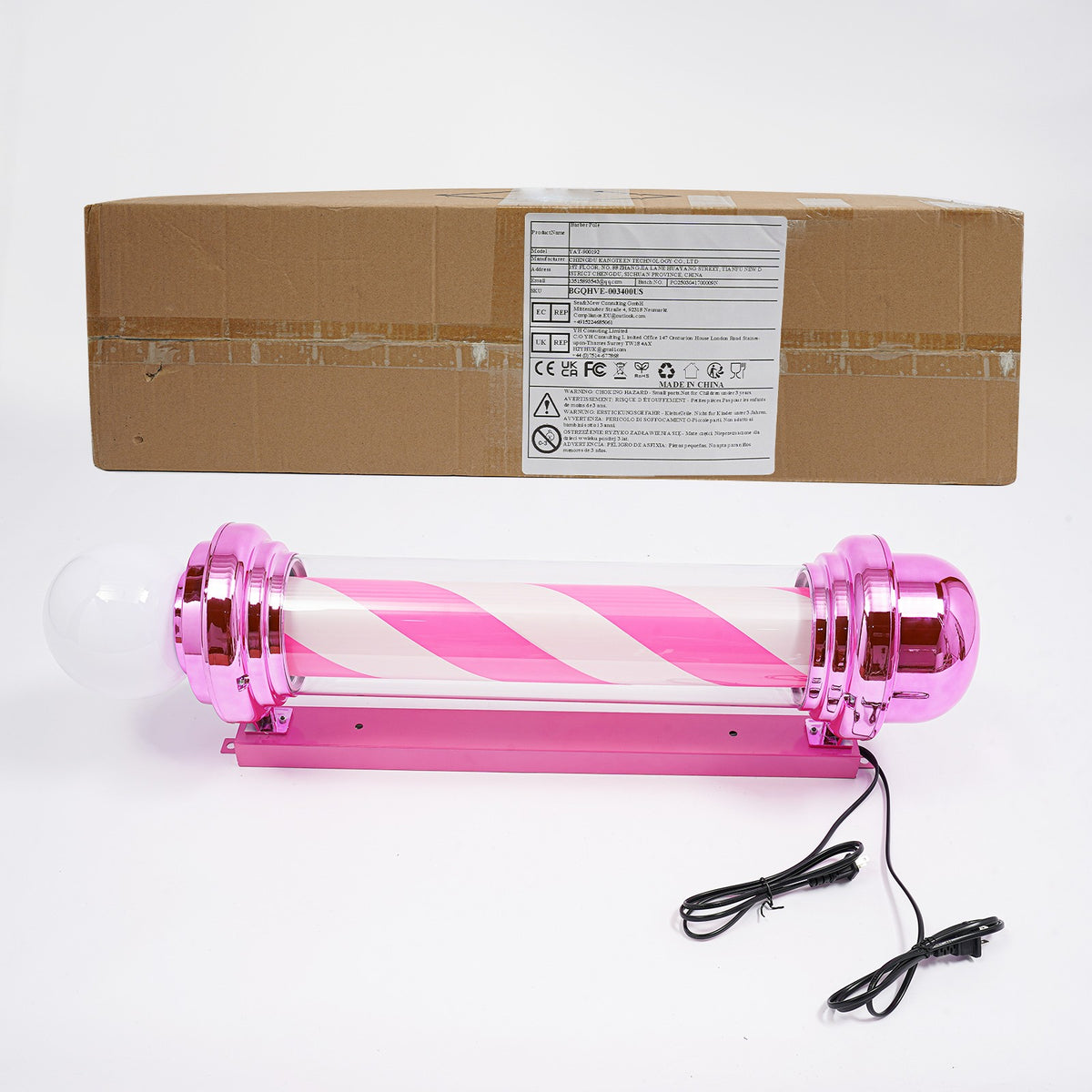 Barber Pole Light with LED Rotation for Barbershop Decoration