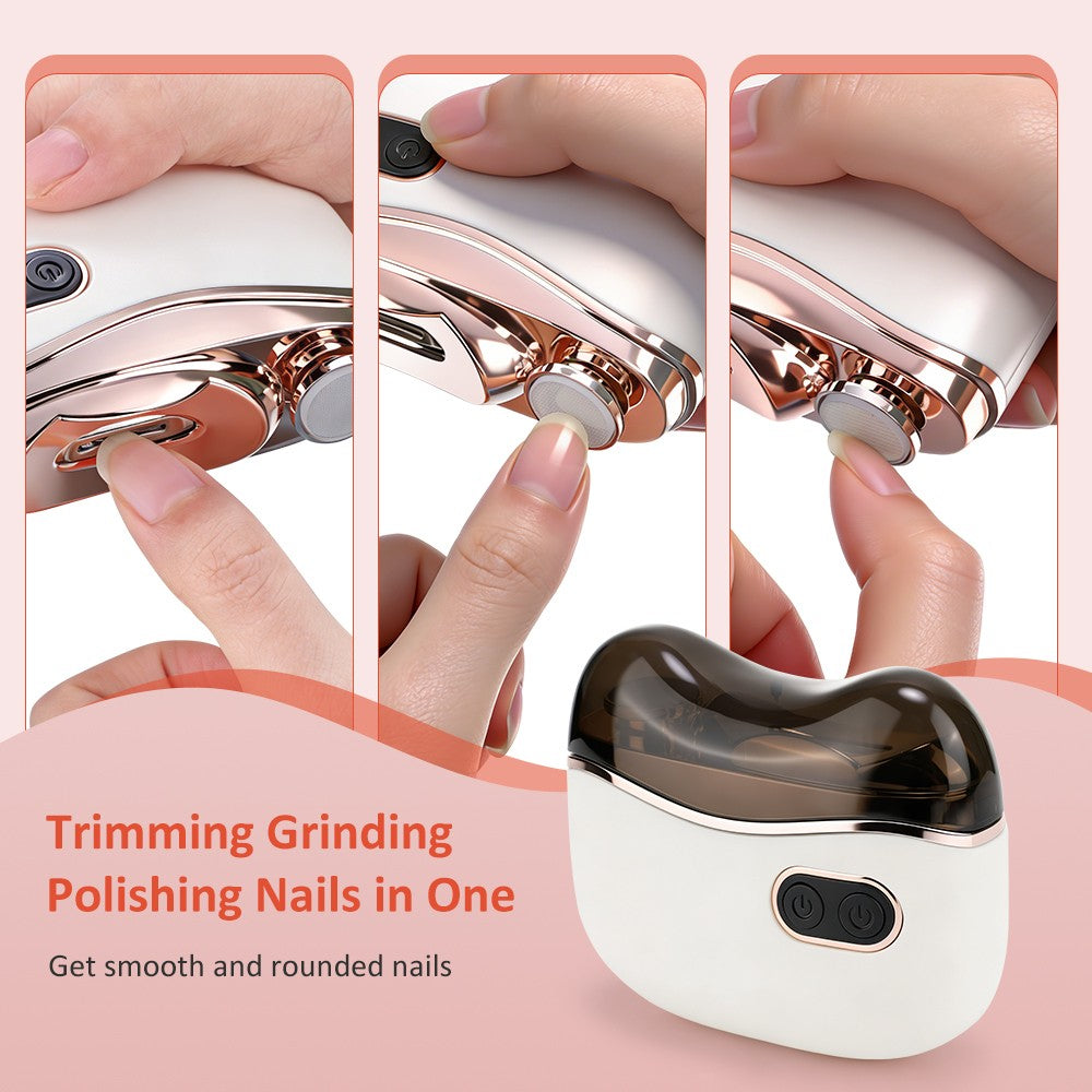 Electric Nail Clipper Polisher with Light - 2-in-1 Rechargeable Nail Trimmer for Kids Adults
