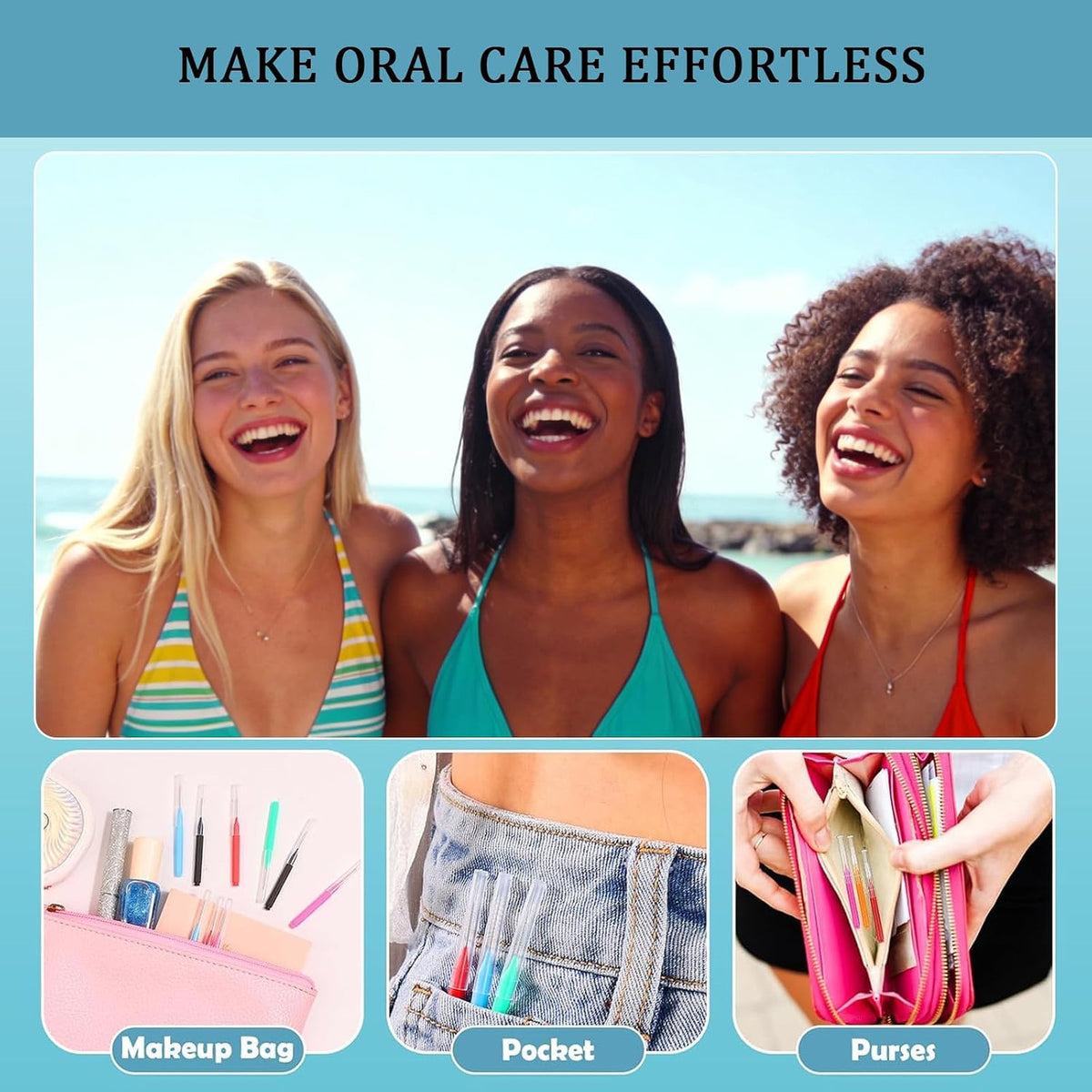 Interdental Brushes Set of 100 with 7 Sizes for Braces & Dental Cleaning