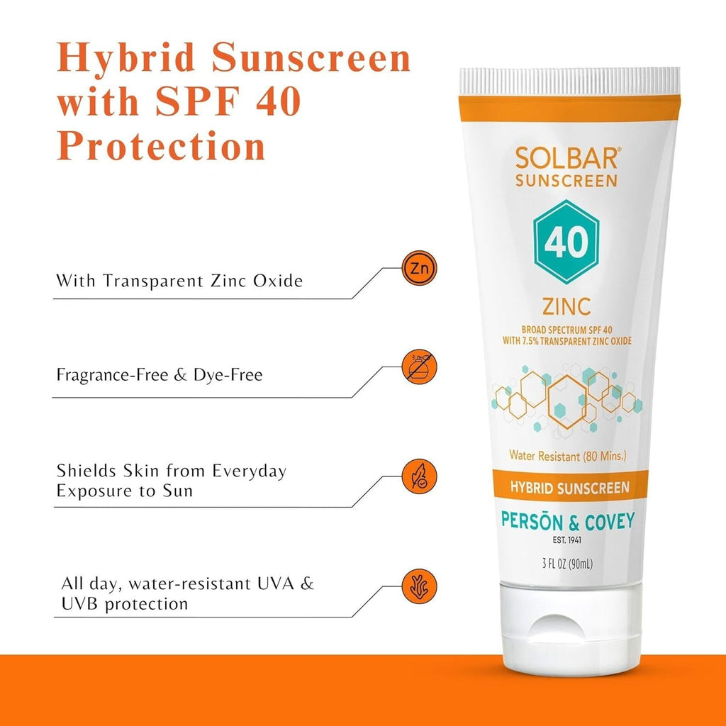 Zinc SPF 40 Hybrid Sunscreen Travel Size 3oz - Face & Body, Waterproof