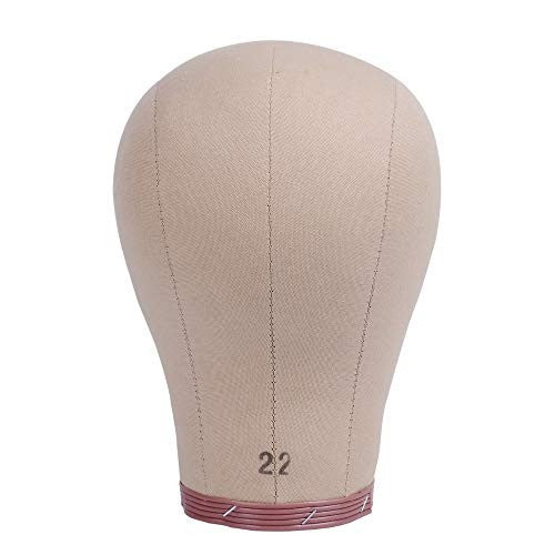 Canvas Wig Head Mannequin 22 Inch Nude Cork Block Stand for Styling Display