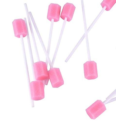Disposable Sponge Oral Cleaning Sticks 100 Pcs Pink Mouth Care Swabs