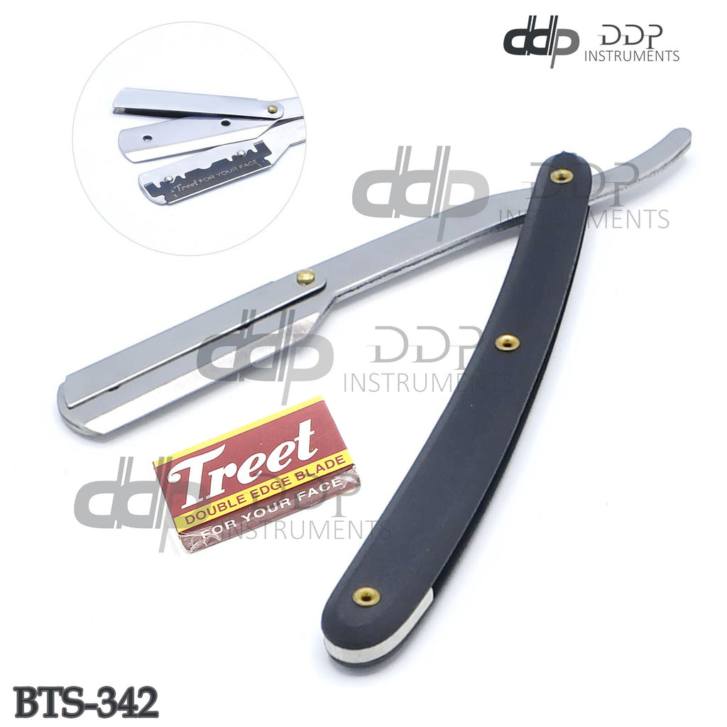 Straight Edge Razor with Black Handle for Barber & Shaving Tools