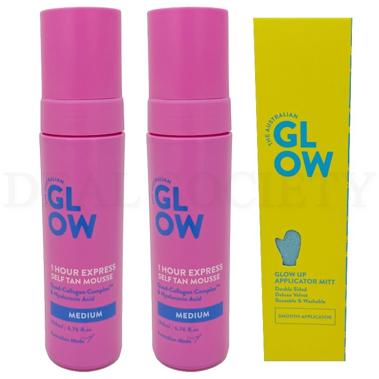 Self Tanner Mousse Medium 6.76oz - 2-Pack with Reusable Tanning Mitt