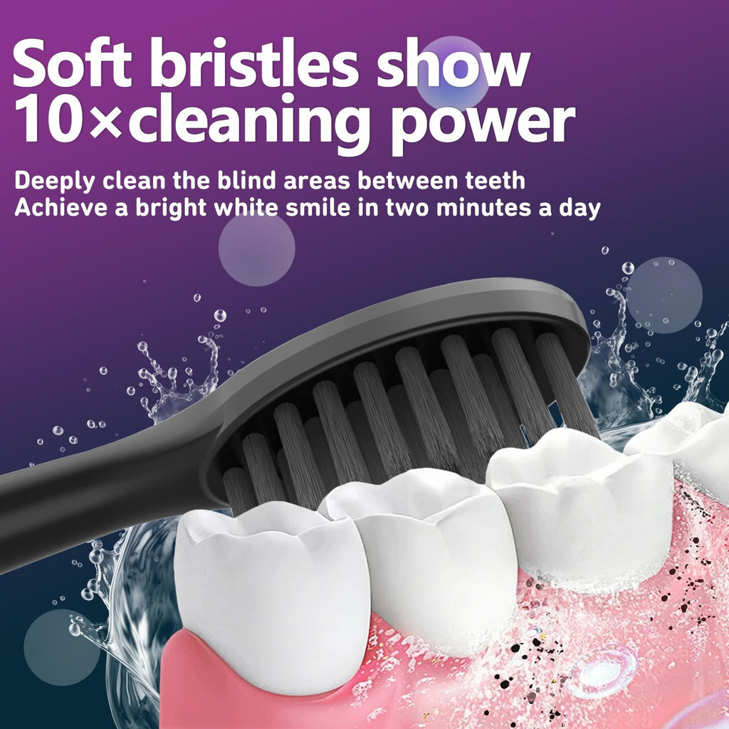 10 Pack Replacement Toothbrush Heads for Burst Electric Toothbrush - Black
