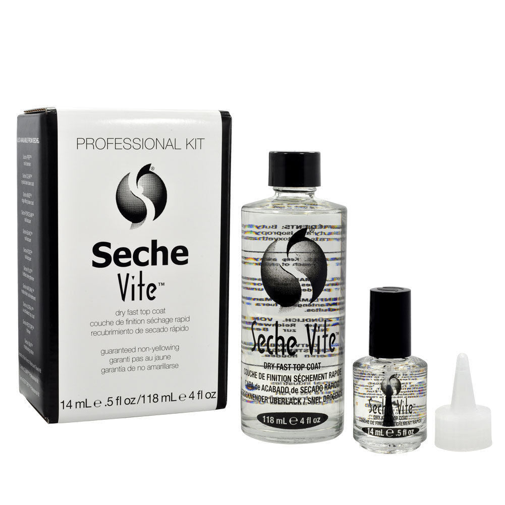 Seche Vite Fast Dry Top Coat Refill Kit 4oz + 0.5oz Nail Polish Top Coat