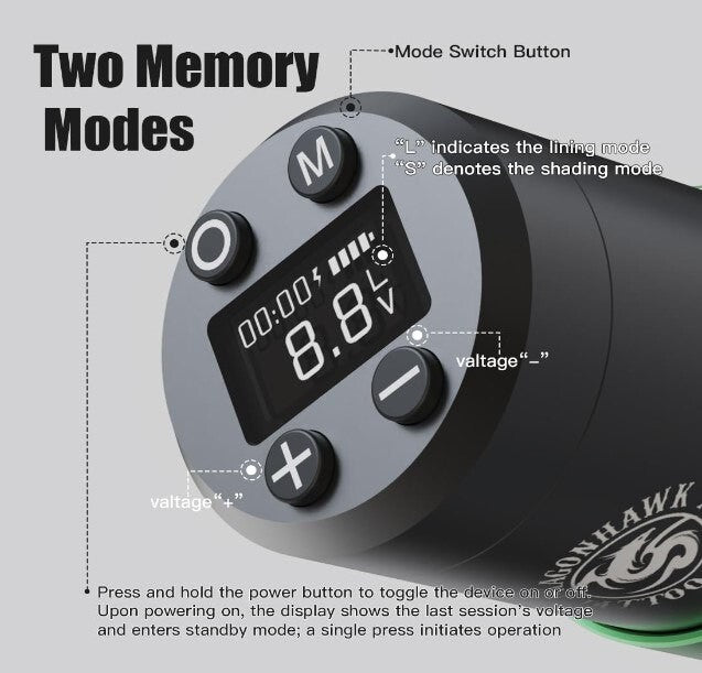 Wireless Tattoo Pen Machine with Coreless Motor - Dragonhawk Mcore-A3