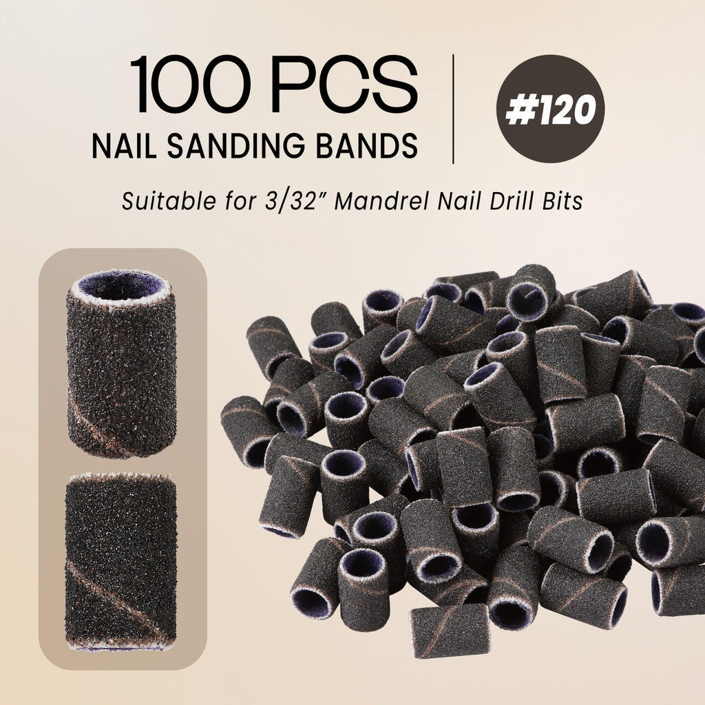 Nail Sanding Bands for Drill Bits 120 Grit Black - 100 Pieces, Manicure & Pedicure