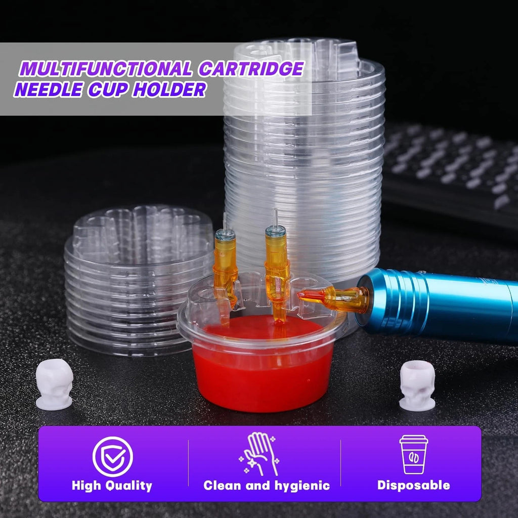 Disposable Tattoo Cup Holders 20Pcs Hexagonal Cartilage Tray Set
